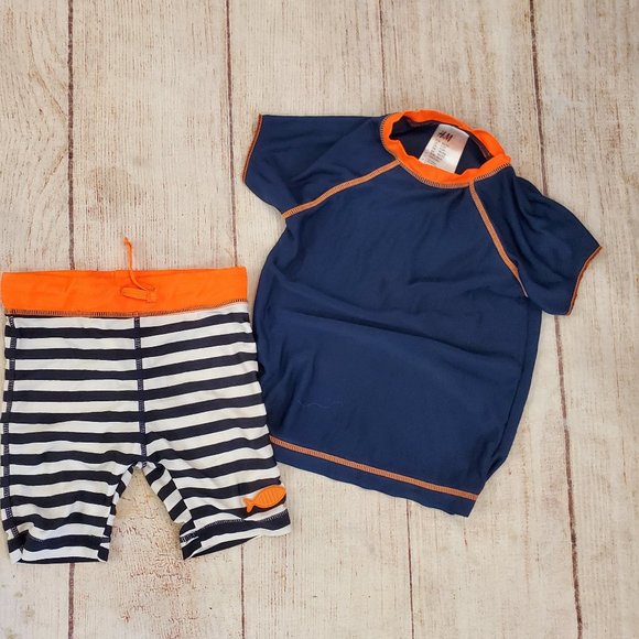 H&M toddler swim trunks & rash guard set sz 18-24m - Picture 1 of 3